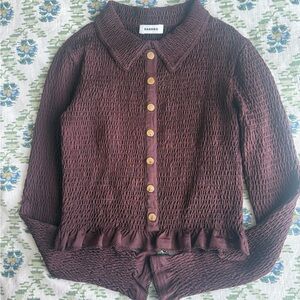 NEW WITH TAGS Sandro Bordeaux Textured Shirt